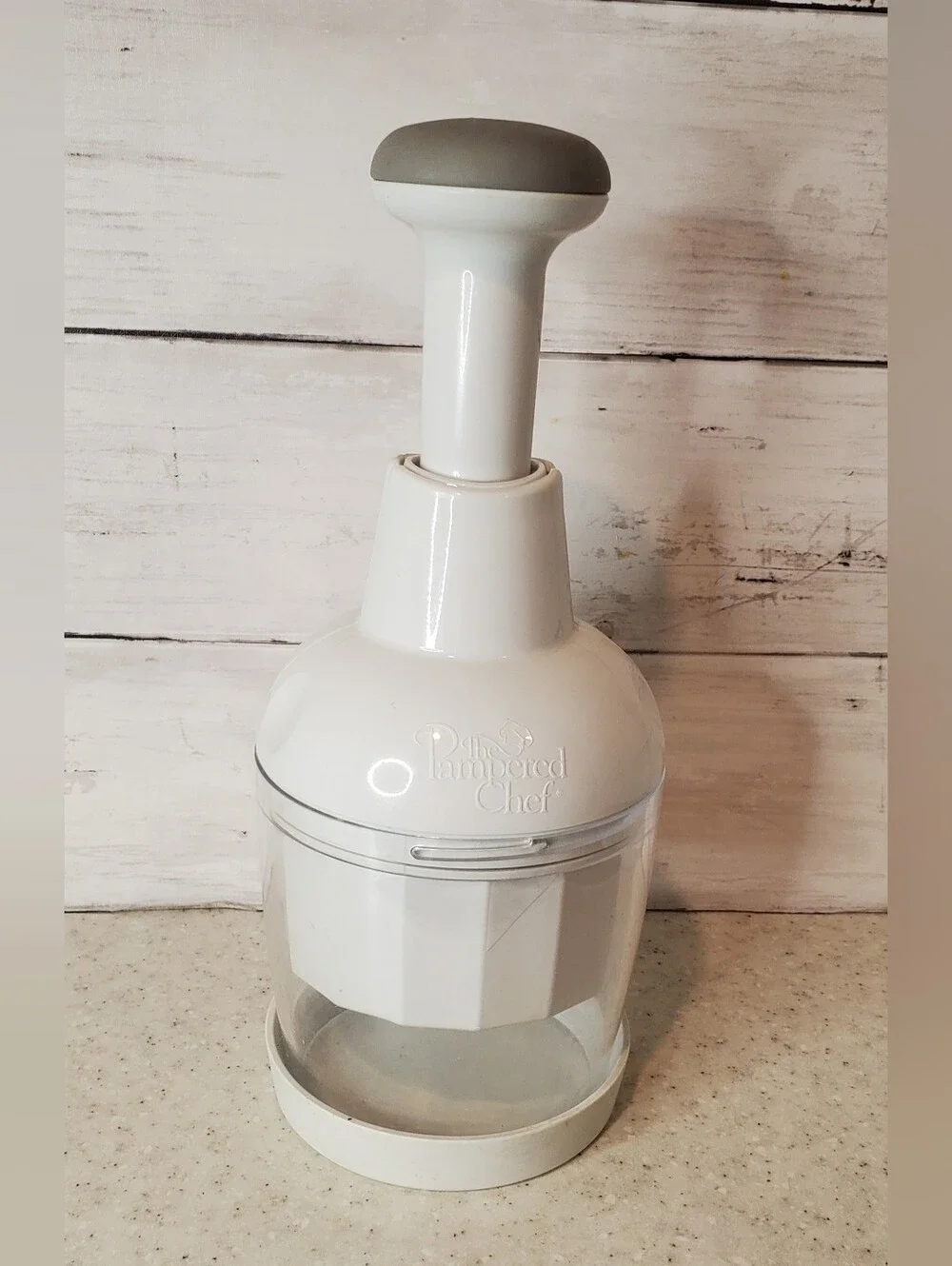 Pampered Chef Food Chopper Push Slap Chopper Manual Rotating Blade White